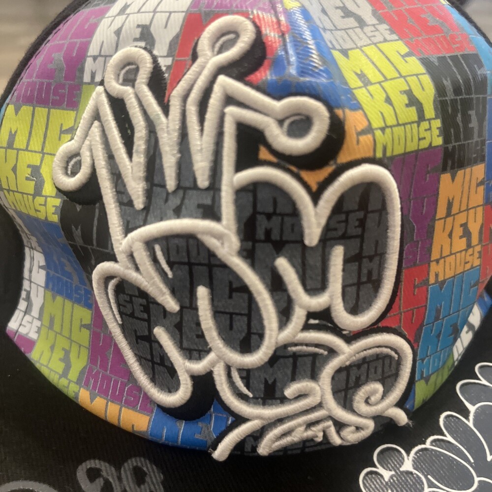 Mickey Mouse Disney Parks Graffiti Insired Cap Embroidery Multicolor Elastic